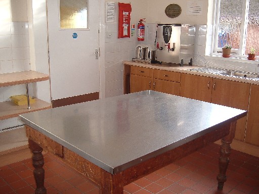 Kitchen, table in Braunton Parish Hall kitchen