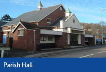 Parish Hall button, Front of Parish Hall building Braunton